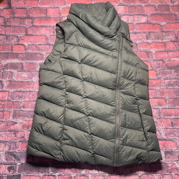 L.L.Bean Women's Boundless Down Puffer Vest Olive Green Size L Downtek - Picture 1 of 9